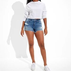 American Eagle Dream Curvy Denim Midi Short in Medium Indigo size 6